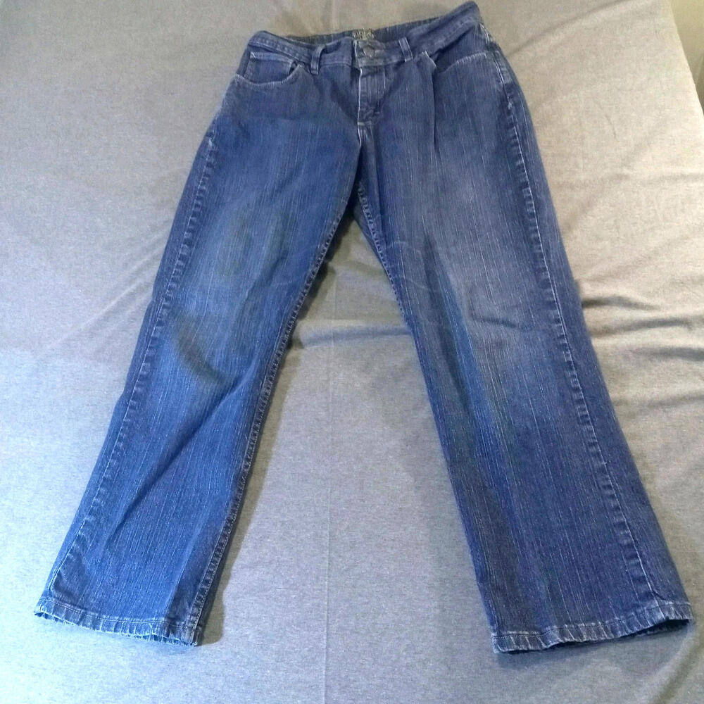 LEE Riders Jeans Womens Size 12P Blue Dark Wash Bootcut Stretch 5 Pockets